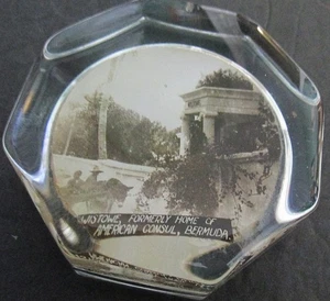 Wistowe ehemaliger amerikanischer Konsul Bermuda Glas Achteck Souvenir Briefbeschwerer - Bild 1 von 4