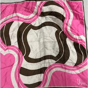 VERA Neumann Scarf ~ Signed ~ Pink & Brown 23" x 23" Made in Japan - Picture 1 of 6