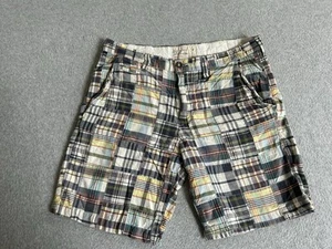 American Eagle Shorts Mens 33 Patchwork Madras Plaid Prep Fit Chino Golf Cotton - Picture 1 of 10