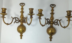 Massiver Messing Kandelaber Wandleuchter Kolonial (2 Paar), antik & verziert - Bild 1 von 5