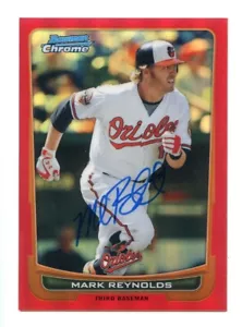 2012 Bowman Chrome Mark Reynolds Auto Signed IP Red Refractor /5 SSP #28 ORIOLES - Picture 1 of 2