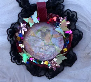 HANDMADE STATEMENT NECKLACE MULTI COLOR BLACK LACE CRYSTALL BEADS NO METAL GIFT - Picture 1 of 12