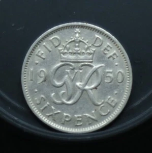 Britische 6 Pence Münze King George VI - 1950 Jahr - 3. Münze - Bild 1 von 2