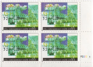 Scott #2980 19th Amendment (Woman's Rights) Plate Block of 4 Stamps - MNH PC#1 - Picture 1 of 1