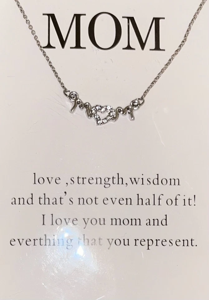 Collar de plata con corazón de diamantes para mamá Foto 1 de 1