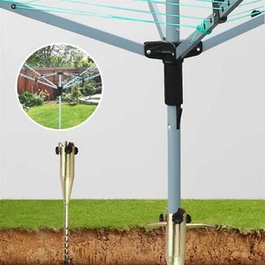 New Gold Screw In Ground Spike Base Rotary Airer Parasol Holder Soil Stand - Picture 1 of 7