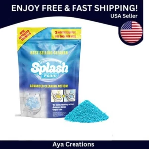 Splash Foam Toilet Bowl Cleaner Powder - Self-Activating Miracle Stain Rem 12 oz - Picture 1 of 7