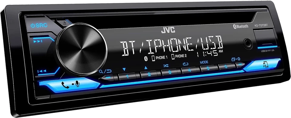 JVC KD-TD72BT Single-DIN Bluetooth CD/USB Car Stereo In-Dash Receiver