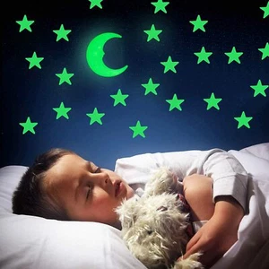 Glow In The Dark Stars Plastic Color Stickers Light Ceiling Walls KIDS Bedroom - Picture 1 of 2