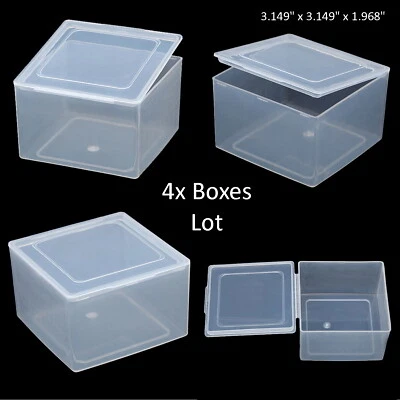 4PCS Square Plastic Storage Container Box DIY Coins Screws Jewelry Charms Travel - Image 1 of 4