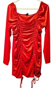 Mini Vestido Wild Fable Damas Bodycon Corto Sexy Manga Larga Acanalado Terciopelo Rojo XL - Imagen 1 de 10