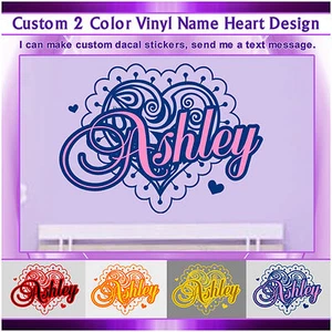 Heart Vinyl Wall Sticker Custom Name Colors Art Design Signs Mural Decal 066 - Picture 1 of 3