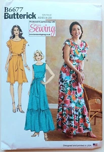Butterick B6677 Sewing Pattern Boho Maxi & Midi Dress Size 6 - 22 Uncut - Picture 1 of 2