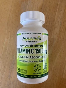 Innervis Non Acidic Buffered Vitamin C 1500mg Calcium Ascorbate 150 Veggie Caps - Picture 1 of 2