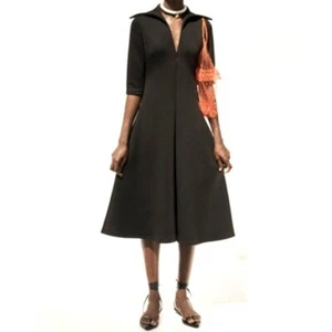 NWT BEAUFILLE Bourgeois Neoprene Midi Dress Black - 10 - Picture 1 of 12
