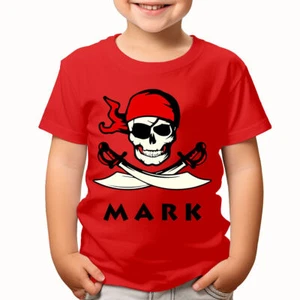 Personalised Your Name Pirate Adventure Boys Girls Kids T-Shirts #TA-23 2T1A1 - Picture 1 of 8
