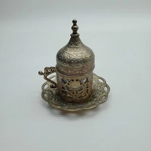 Acar Traditional Turkish Ottoman Coffee Set with Porcelain Inset Mug - Picture 1 of 12