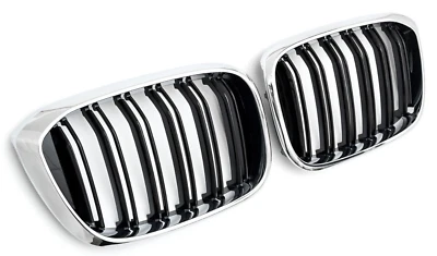 ✅ Parrilla De Deporte Para BMW X3 X4 G01 G02 Doble Rejilla Negra Cromo Nuevo ✅ - Imagen 1 de 4