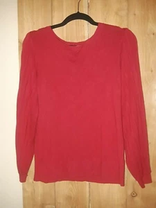 Cable & Gauge Women's Red Sweater w Pleated Sleeves Size M New - Picture 1 of 2