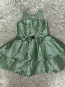 Disney Princess “ Tiana” Girls Sz. 4 Green Ruffle Dress. Beautiful, Exc. Cond  - Picture 1 of 11