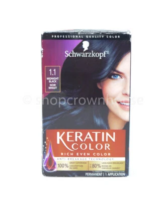 Color de cabello antiedad Schwarzkopf Keratin Color permanente #1.1 NEGRO MEDIANOCHE Foto 1 de 2