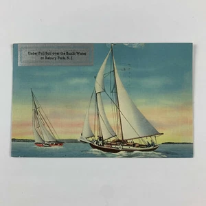 Postcard New Jersey Asbury Park NJ Sailboats Sailing 1941 Posted Linen - Picture 1 of 2