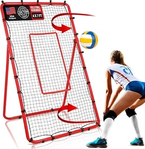 Volleyball Rebounder, 6-Angle Adjustable 4x7 FT Volleyball Rebounder Net with  - Picture 1 of 8