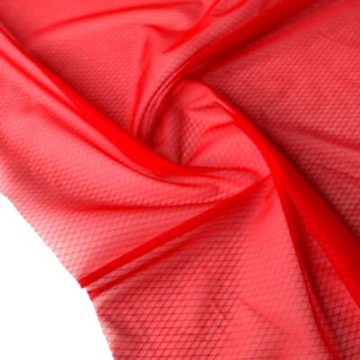 Roter Netz-Stoff mit Stretch feine zarte transparente Meterware Gitter Vorhang - Bild 1 von 3