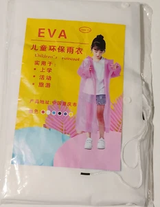 2 Pack Kids Raincoats 6-14yr Reusable Rain Ponchos Hood Sleeves White Waterproof - Picture 1 of 4