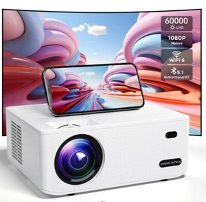 4K Projector 60000LMS 1080P 3D 5G WiFi Bluetooth HDMI Home Theater 250" Display - Picture 1 of 11