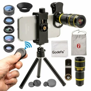 New! Cell Phone Camera Lens with Tripod+Shutter Remote 6 in 1 18x Telephoto Zoom - Photo 1 sur 7