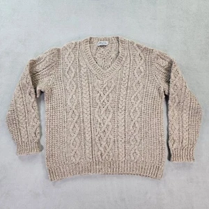 Suéter Tejido Country Life Mujer XXL Beige Cuello en V Lana Pura Grueso Hecho en Escocia - Imagen 1 de 16