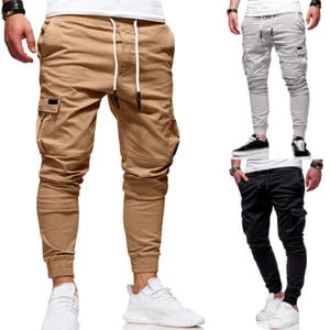 Men's Casual Joggers Pants Sweatpants Cargo Combat Loose Baggy Workout Trousers/ - Picture 1 of 21