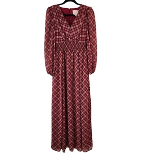 Gal Meets Glam Robyn Kleid kariert rot Prairie Trad Wife Cottage Maxi Damen 2 - Bild 1 von 10