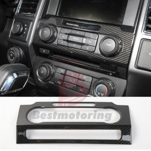 Interruptores de audio de fibra de carbono panel CD cubierta multimedia recorte para Ford F150 2015-2018 - Imagen 1 de 8