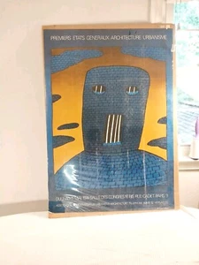 Folon 1974 Premiers Etats Genetaux Architektur Poster Blue Bricks - Bild 1 von 6