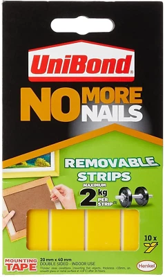 Unibond No More Nails Strisce per Appendere Quadri Nastro Biadesivo Montaggio