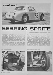 1960 Straßentest Sebring Sprite 2 Seiten Bilder Spezifikationen Info - Bild 1 von 2