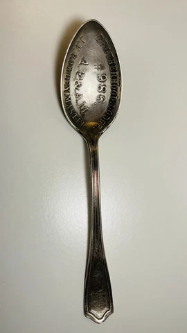 Antique Brotherhood Lodge #986 AE & AM JF Rowley, Master Sterling Silver Spoon Cover