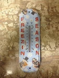 NEW Freezin' Season Outdoor Thermometer - Snowman Christmas Snowflakes - Picture 1 of 1
