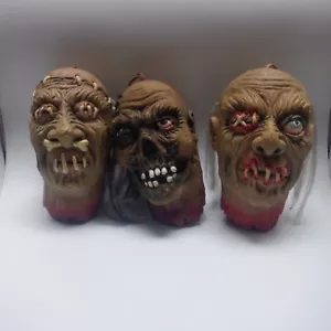Vintage Zombie Shrunken Heads Halloween Horror Skull Voodoo Lot Of 3 - Picture 1 of 6