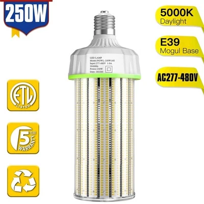 Commercial LED Corn Light Bulb 250W (1200W Equivalent), 37500 Lumen,  AC277~480V - Image 1 of 4