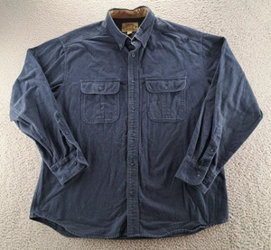 Cabelas Deerskin Soft Chamois Button Down Shirt Mens Large Blue Long Sleeve Hike - Picture 1 of 12