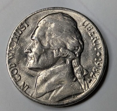 1982 P Jefferson Nickel Coin with Fs and Other Errors See Pictures - Image 1 of 4