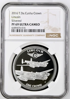2016 Tristan Da Cunha Lincoln Bomber Crown Silvered Coin 75th Ann. NGC PF 69UC - Image 1 of 4