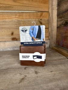 Dockers Men's Leather Coated Bifold Wallet Extra Capacity Brown - Picture 1 of 10