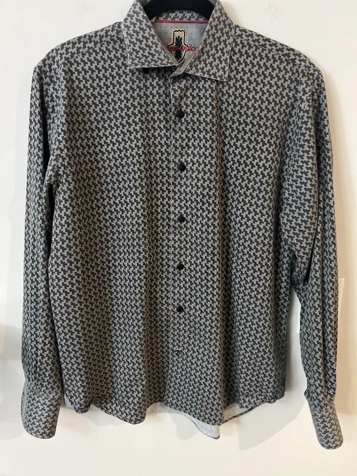 Camisa con botones Luciano Visconti M para hombre negra y gris Foto 1 de 4