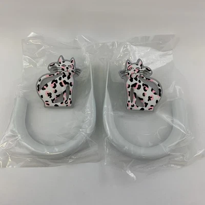 Lillian Vernon Cerámica Rosa Negro Leopardo Gatos Cortina Juego de Montaje en Pared Foto 1 de 4