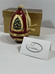 Valerie Parr Hill Mr Christmas Spieluhr Porzellan Ei rot Ornament GETESTET FUNKTIONIERT - Bild 1 von 11