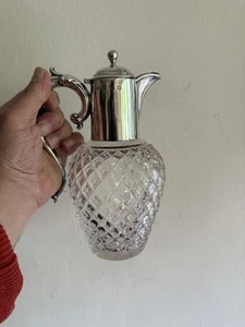 Antique Solid Silver Victorian Cut Glass Crystal Claret Jug Birmingha 1898 By BB - Picture 1 of 24